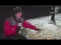 Snow falling in Camden sticking lawns not roads