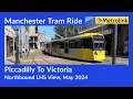 Manchester Metrolink Tram Ride Piccadilly To Victoria Northbound LHS View