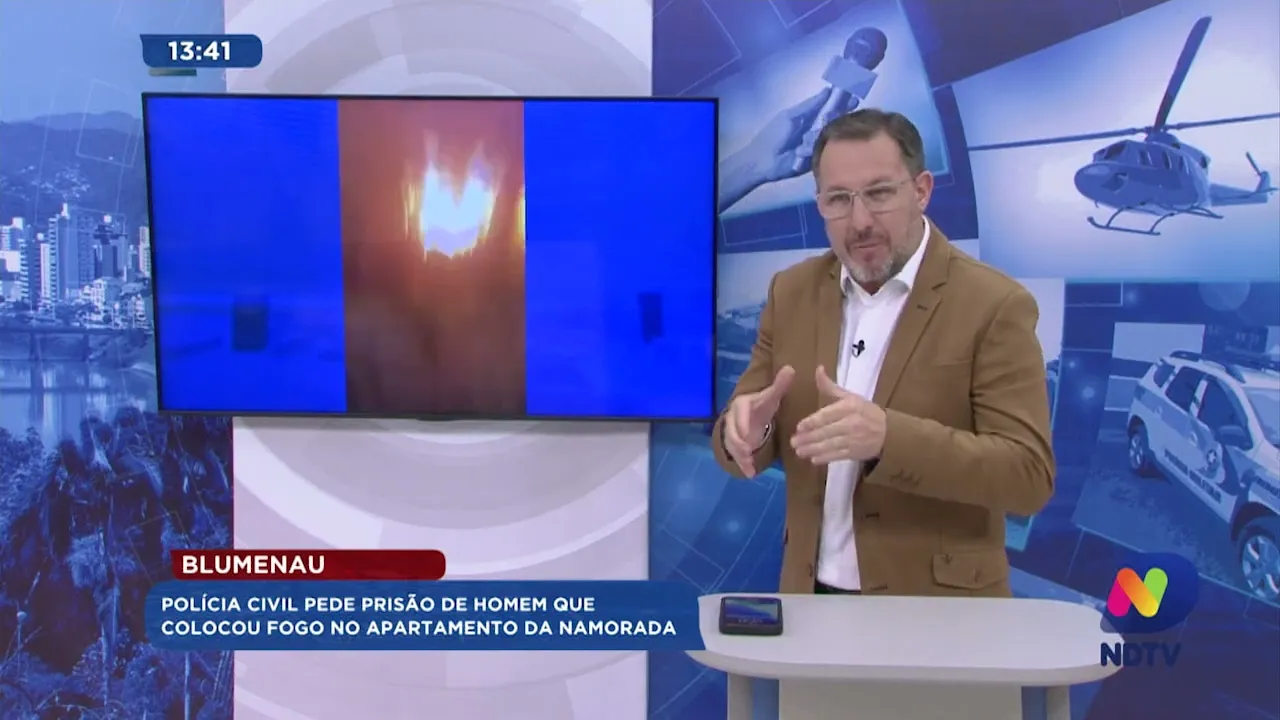 Blumenau: Polícia Civil pede prisão de homem que colocou fogo no apartamento da namorada