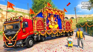 Franklin & Shinchan Celebrating Ganesh Utsav On His TATA Prima Truck In GTA 5