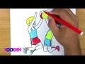 How to Color Two Boys Jump In The Air Basketball Coloring Page