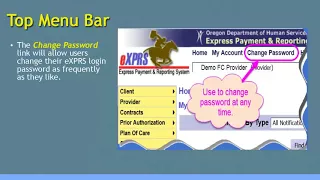 ODDS Foster Care eXPRS Training - Login and Site Features