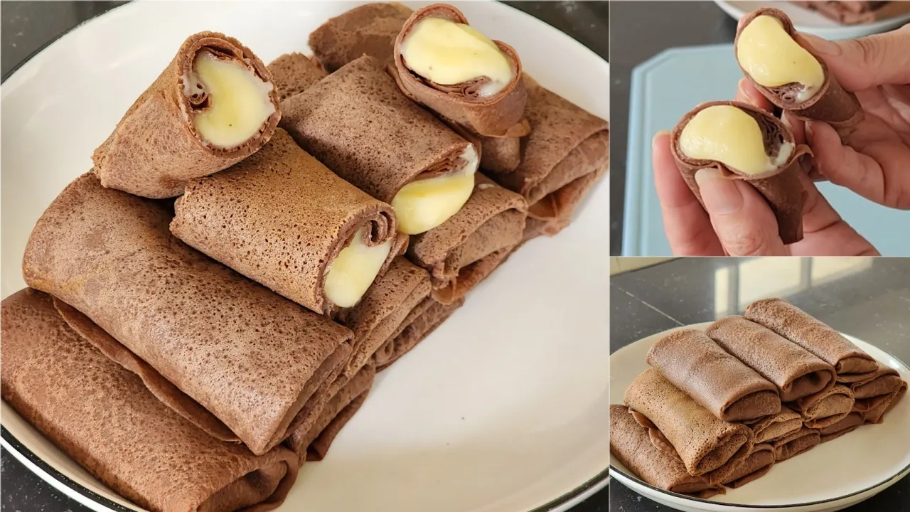 Cemilan praktis yang sangat disuka anak-anak. Dadar gulung coklat vla vanila, lumer di mulut Cemilan praktis yang sangat disuka anak-anak. Dadar gulung coklat vla vanila, lumer di mulut