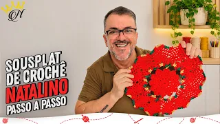 Sousplat de Crochê NATALINO - Aula Passo a Passo Prof.Neddy Ghusmam