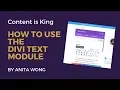 The Divi Text Module - How to use it
