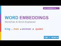 Word Embeddings Explained Word2Vec GloVe NLP Tutorial Part 6