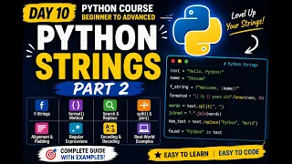 Python Tutorial for Beginners Day 10 Strings Part 2 Format Split Join Regex