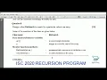 ISC COMPUTER SCIENCE 2020 RECURSION PROGRAM Q8