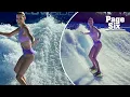 Ivanka Trump wipes out while surfing in a purple swimsuit