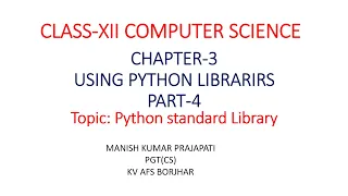 USING PYTHON LIBRARIES PART-4