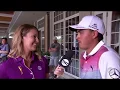 Rickie Fowler Chats with Amanda Balionis During the Rain Delay 2018 PGA Championship