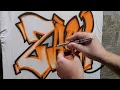 Graffiti style airbrush name on a t-shirt