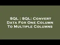 SQL SQL Convert Data For One Column To Multiple Columns
