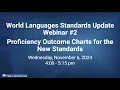 Standards Update Webinar Proficiency Outcome Charts for the New Standards