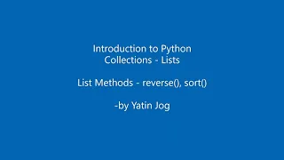 Python List Methods - reverse sort