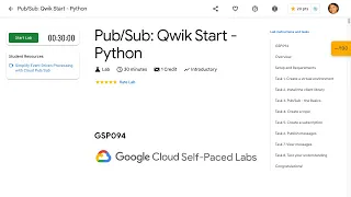 PubSub Qwik Start Python GSP094