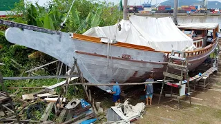 Painting our WOODEN sailboat! + dangerous rotten bowsprit fix? — Sailing Yabá 129