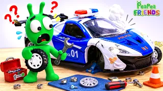 Pea Pea Fixes the Police Car 🚓🔧 Where Is My Wheel?