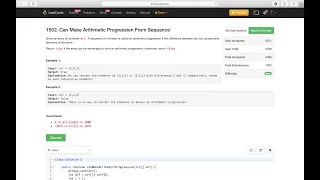 Can Make Arithmetic Progression From Sequence Java Solution Leetcode 1502