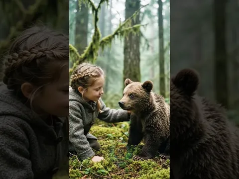 Animal Transformation | Growing Up Wild: Baby Girl And Her Bear #animals #wildlife #shorts