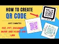 How to Create QR CODE Generate QR CODE for free Explained in Kannada pdf ppt document image links