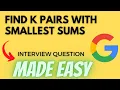 Find K Pairs with Smallest Sums - Leetcode 373