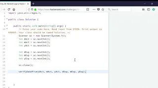 Day 26 Nested Logic HackerRank JAVA