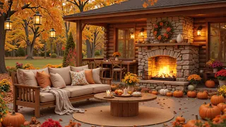 Cozy Porch Autumn Atmosphere Warm Crackling Fireplace With Soothing Piano Music  Cozy Porch Autumn Atmosphere Warm Crackling Fireplace With Soothing Piano Music