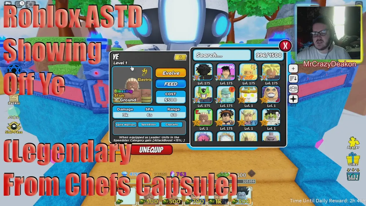 Roblox ASTD Showing Off Ye (Legendary From Chefs Capsule)