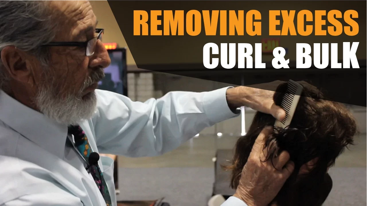 Removing excess curl and heaviness in the back of the hair