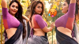 hot model rimpi in saree purple blouse saree lover sexy expression bengali saree 