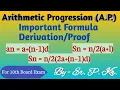 Arithmetic Progression A P Derivation of Formulas Nth term Sum of first n natural numbers