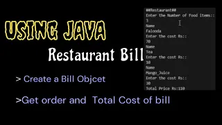Restaurant Bill using Java code Java program