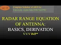 AWP Lec-18 Radar Range Equation Basics Diagram Derivative R K Classes Join Telegram