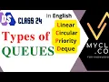 DS 24-QUEUE - FIFO concept TYPES OF QUEUES-Priority Simple Circular queue Deque ENGLISH