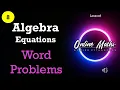 Algebra Grade8 L9 Word Problems leading to Equations