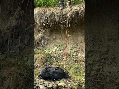 A Clever Way to Retrieve a Backpack from a Steep Slope