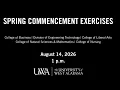 UWA Summer Commencement 2026 COB DOET COLA NSM CON August 14 2026 1PM