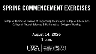 UWA Summer Commencement 2026 COB DOET COLA NSM CON August 14 2026 1PM