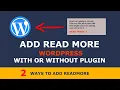 How to Add Read More in WordPress in 2020 Wordpress Readmore Link