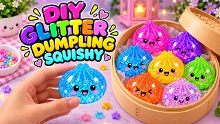 How to make viral dumpling glitter squishy at home / diy glitter squishy easy / tiktok crafts art
