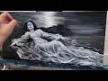 How To Paint A Lady In The Water | Black And White Acrylic Tutorial 