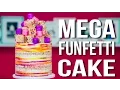 How To Make A MEGA FUNFETTI CAKE Confetti Vanilla Cake with Sprinkle RICE KRISPIE TREATS