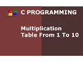 C Program to Print Multiplication Table From 1 to 10 Hindi