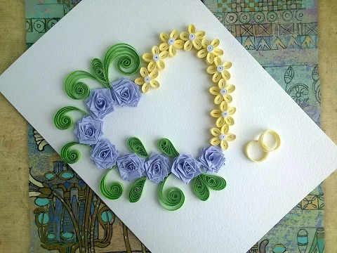 Download MP3 Paper Wedding Cards: make paper Quilling Wedding Card with heart.