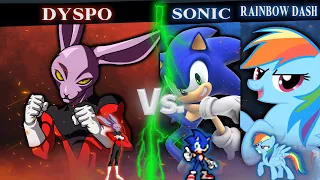 MUGEN AI BATTLE Dyspo Vs Sonic Rainbow Dash Who Is The Fastest Character  MUGEN AI BATTLE Dyspo Vs Sonic Rainbow Dash Who Is The Fastest Character