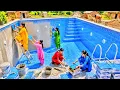 village girls build a Giant swimming pool step by step