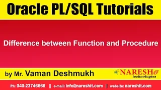 Oracle Tutorials Difference between Function and Procedure Mr Vaman Deshmukh