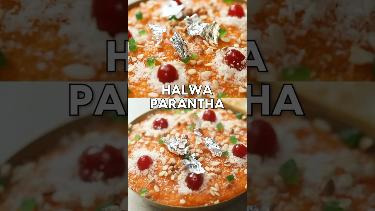 The gigantic piping hot parantha served alongside halwa.. #shorts #indianstreetfood