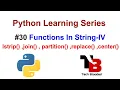 Functions In String With Examples In Python lstrip join partition replace